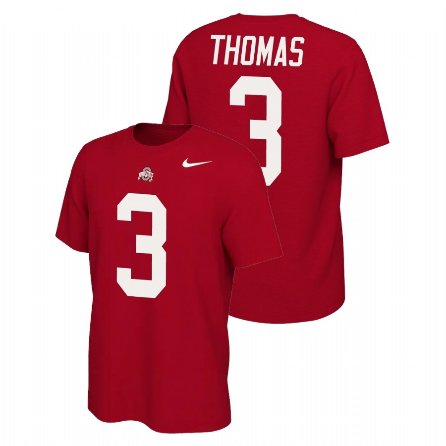 Ohio State Buckeyes Men's NCAA Michael Thomas #3 Scarlet Name & Number Retro Nike College Football T-Shirt UQL2249LU